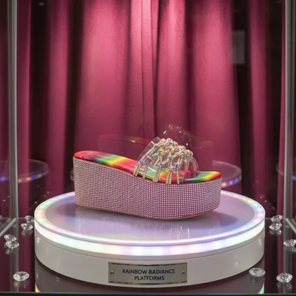 Cape Robbin Rainbow Radiance Rhinestone Platform Sandals - Picture 1 of 9